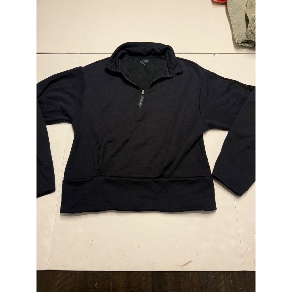 Athleta Womens Black Quarter Zip Fleece Pullover Sweatshirt Size S Small